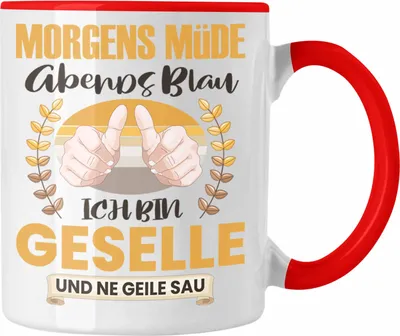 Produktbild von Trendation - Gesellenprüfung Bestanden Tasse Geschenk Geselle 2023 Bestandene Prüfungen Geschenkidee Handwerk Ich Bin Geselle (Rot)
