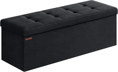 Imagen del producto de Banco de almacenamiento plegable - Banco con espacio de almacenamiento - Terciopelo - 110 x 38 x 38 cm - 131 litros