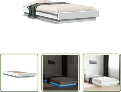 Produktbild von The Living Store Bettgestell mit LED Weiß 75x190 cm Holzwerkstoff