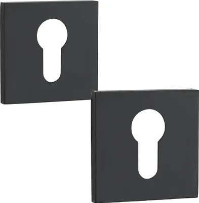 Produktbild von Quadratische Rosetten-Einsatzplatten für Innentürgriffe, schwarz