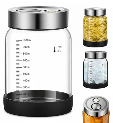 Obrázek produktu pro Fermentační sklenice s víkem a ventilem, objem 1 litr