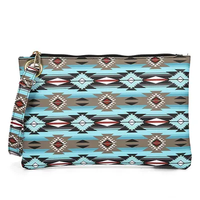 Produktbild von Clutch Damen, Handgelenktasche mit bedruckt, 30 x 20 cm, Blau