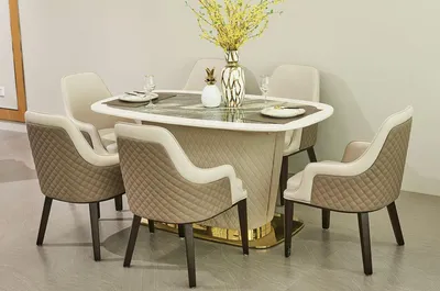 Produktbild von Esstisch Tisch Esszimmer Wohnzimmer Holz Leder Design Moderne Tische 160x90cm