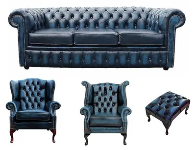 Produktbild von Sofagarnitur Chesterfield Design Set Polster Couch Garnituren Leder #453