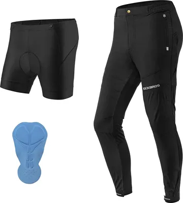 Produktbild von ROCKBROS Herren Fahrradhose 2-in-1 Lang Radlerhose + Fahrradunterhose mit sitzpolster Sommer/Herbst Atmungsaktiv Hose gr. XL