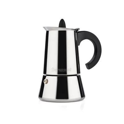 Imagen del producto de Cafetera Barazzoni La Caffettiera INOX, para preparar café espresso, capacidad para 4 tazas, acero inoxidable, color gris, 4 tazas