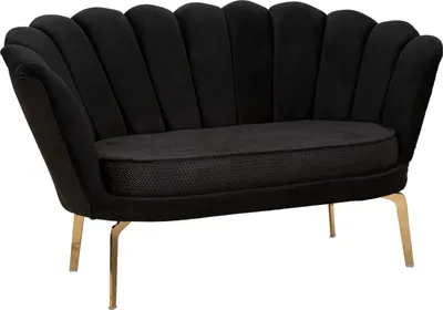 Image de Canapé en tissu noir avec pieds dorés 136x76x78 cm