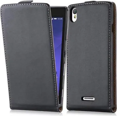 Produktbild von Cadorabo Hülle für Sony Xperia T3 Schutzhülle in Schwarz Flip Handyhülle Case Cover Etui Kunstleder