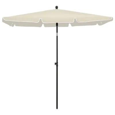 Image de vidaXL Parasol avec mât 210x140 cm Sable