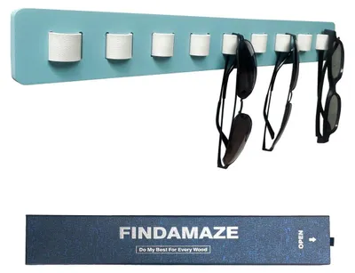 Produktbild von Brillenhalter Sonnenbrillenhalter Brillenständer - 9 Brillen - Naturholz - Leder - Wandmontage