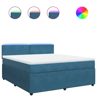 Produktbild von Boxspringbett mit Matratze Blau 180x200 cm Samt