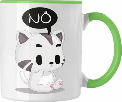 Produktbild von Trendation - Katze Nö Tasse Lustige Kaffeetasse für Frauen Kollegin Geschenkidee (Grün)