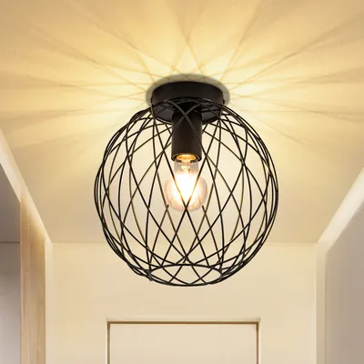 Image de ZMH Spot de plafond Noir Lampe de couloir Rétro Lampe de salon 1 flamme Plafond Petit Plafonnier Industriel avec douille E27 Max.40W Métal , Ø 25cm