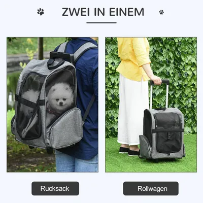 Produktbild von Tiertransportbox 2-in-1 Tragetasche & Haustierrucksack für Tiere bis 4 kg atmungsaktiv Oxfordstoff mit Tür & Fenste für Katzen & Hunde