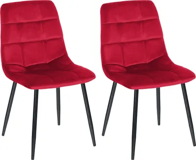 Produktbild von 2er Set Esszimmerstuhl HLO-CP5 Samt rot