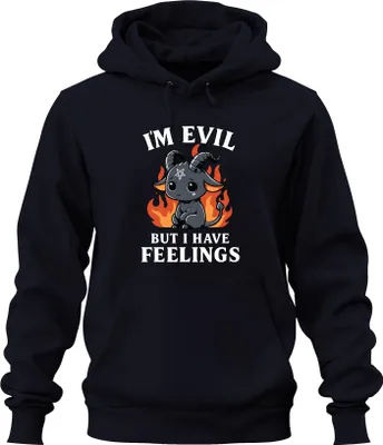 Obrázek produktu pro Uni mikina s kapucí Evil but Feelings Sweet Demon Baphomet Goat Gothic Kawaii, Navy, S