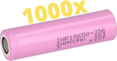 Produktbild von 1000× Samsung INR18650-35E – 18650 Li-Ion 3,7 V 3500 mAh (Flat-Top, ungeschützt)
