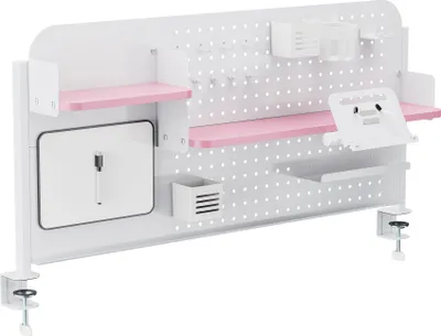 Obrázek produktu pro Organizér na stůl „Sauda“ 114 x 68 cm nástěnka s příslušenstvím, svorkový držák, ocel, bílá/růžová