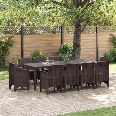 Immagine prodotto di vidaXL Set da pranzo da giardino 11 pezzi in polipropilene marrone