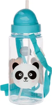 Produktbild von Kinder Trinkflasche Kinder Wasserflasche niedliche Tiere incl. Strohhalm & Tragegurt 450ml - Children's water bottle lovely animals incl. straw & shoulder strap