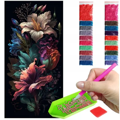 Produktbild von ARTULIO - Diamond Painting Set - Bunte abstrakte Blumen - 80 × 40 cm - Groß XXL - Home Wand Deko, Komplettset Mosaik + Zubehör