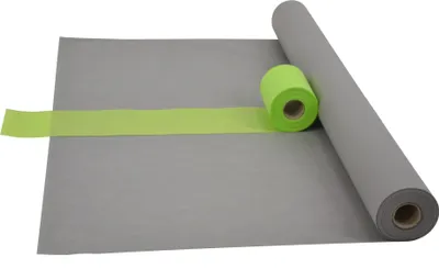 Produktbild von Sensalux Kombi-Set 1 Tischdeckenrolle 1,5m x 25m grau + Tischläufer 15cm apfelgrün