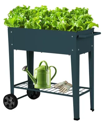 Produktbild von Hochbeet Pflanzkasten Blumenkasten - 84,5 x 45 x 80 cm - 45 Liter - Mit Rollen und Ablage - Für Balkon und Terrasse