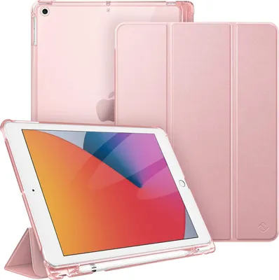 Produktbild von Fintie Hülle für iPad 9. Generation 2021/8. Gen 2020/7. Gen 2019 10.2 Zoll mit Stifthalter, ultradünne leichte Schutzhülle mit transparenter Rückseite und Auto Schlaf/Wach Funktion, Roségold