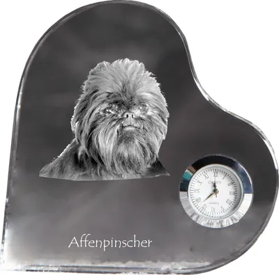 Produktbild von Affenpinscher - Kristalluhr mit einem Hundebild, Herzregal-Uhr, personalisierte Standuhr der Marke Art-Dog