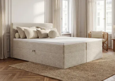 Produktbild von TRADA Boxspringbett TILIA 200×200 mit Topper mit Bettkasten Bonell H3 Beige