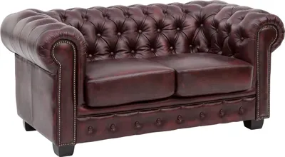 Produktbild von Sofa Chesterfield 2-Sitzer Echtleder rot