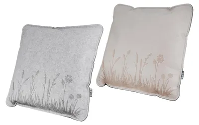 Immagine prodotto di Gilde Kissen, quadratisch, "Wildblumen", Blumendesign, Gräsermotiv, Blumenmuster, Filz, beige, grau, L. 12 cm, B. 37 cm, H. 37 cm 43136 4063387431368 2 Stück (2-fach sortiert)