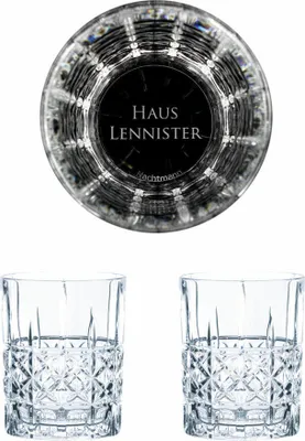 Obrázok produktu pre Sada pohárov na whisky Game of Thrones House Lannister, Lannister, gravírované poháre na whisky, GoT, 2 kusy, krištáľové sklo, 345 ml