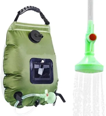 Productafbeelding van Zonne Douche - Draagbare Douche - Kamperen en Buiten - Lichtgewicht Opvouwbaar - 20 Liter - Groen