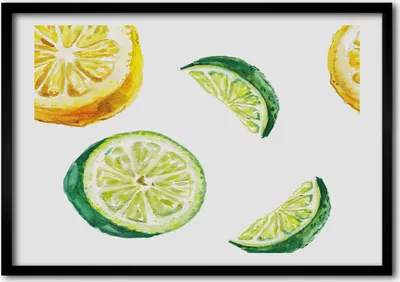 Produktbild von Bild - Bilderrahmen - 100 cm x 70 cm - MDF - Rahmen - Foto - Wandkunst Zitrone und Limette