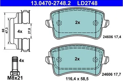 Zdjęcie produktu dla Klocki Hamulcowe Vw Tył Golf 1,4-3,2 03-09 Ceramic