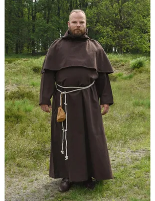 Immagine prodotto di Cappello da monaco con cappuccio e cordone in marrone - Costume medievale LARP da monaco sacerdote taglia: XXL
