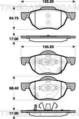 Produktbild von TRISCAN Bremsbeläge Satz Vorne Bremsklötze für HONDA Accord VII Limousine (CL, CN) 8110 40010