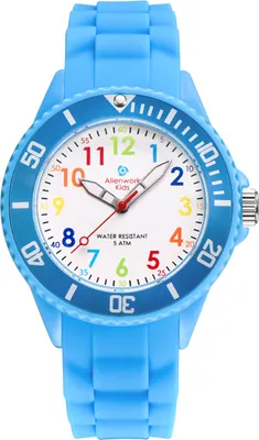 Produktbild von Alienwork Kids Lernuhr Kinderuhr Jungen MŠdchen Hellblau Silikon-Armband Mehrfarbig Kinder-Uhr Wasserdicht 5 ATM Zeit Lernen