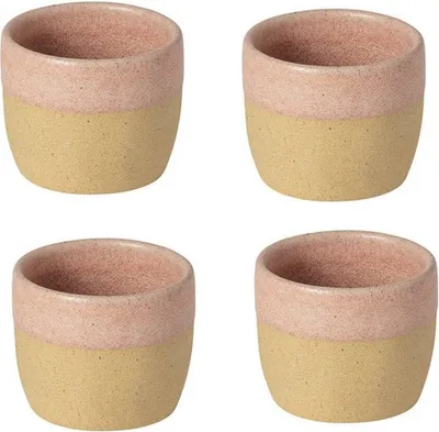 Produktbild von Costa Nova Arenito Espressotassen – Rosa – 4er-Set – Handgefertigt in Portugal – Espressotassen aus Steingut