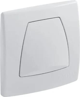 A white flush actuator plate for a urinal.