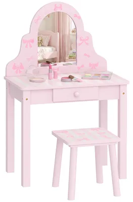 Produktbild von AIYAPLAY Kinder Schminktisch Set 2 in 1 Frisiertisch Schreibtisch mit Hocker