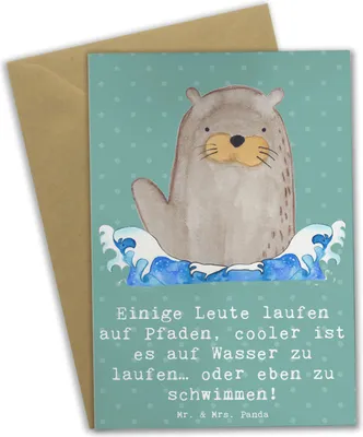 Produktbild von Mr. & Mrs. Panda Grußkarte Schwimmen Pfade - Meeresbrise - Geschenk, Lebenseinstellung, Training, einladungskarten, hochzeitskarten, Sport, Sportler, Schwimmer, Sportart