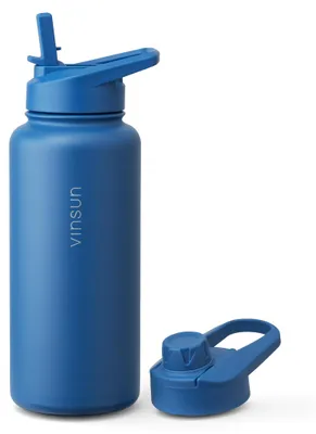 Produktbild von Trinkflasche Edelstahl 1L Thermoflasche Sport Gym Flasche isoliert blau Vinsun