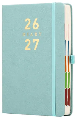 Immagine prodotto di Agenda giornaliera A5, 400 pagine, copertina rigida, segnalibri colorati, ideale per lavoro e studio