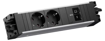 Obrázok produktu pre BACHMANN STEP ALU, 2x zásuvka CEE7/3, 1x USB-C (65W)