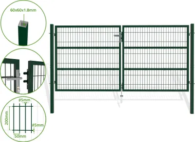 Produktbild von Doppelflügeliges Zauntor 3m RAZO H.140cm grün