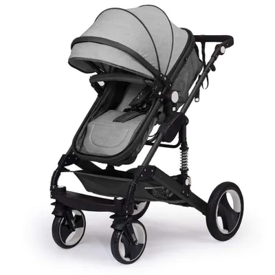 Produktbild von Kinderwagen „California“, 3 in 1 Kombikinderwagen Megaset 8 teilig inkl. Babyschale, Sportwagen, Babywanne und Zubehör, Dunkelgrau