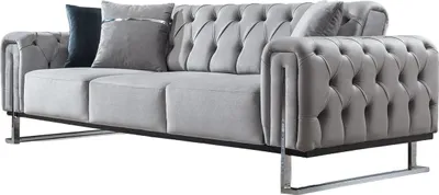 Produktbild von Villa Möbel Sofa Nova Hellgrau 3-Sitzer Relax- und Bettfunktion, pflegeleichter Mikrofaser Samtstoff, inkl. Kissen