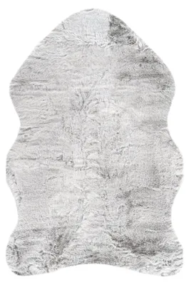 Produktbild von Padiro Flauschiger Hochflor-Shaggy-Teppich 60 x 90 cm - Hellgrau - modernes Uni-Design - für Fußbodenheizung - aus Polyester und Baumwolle